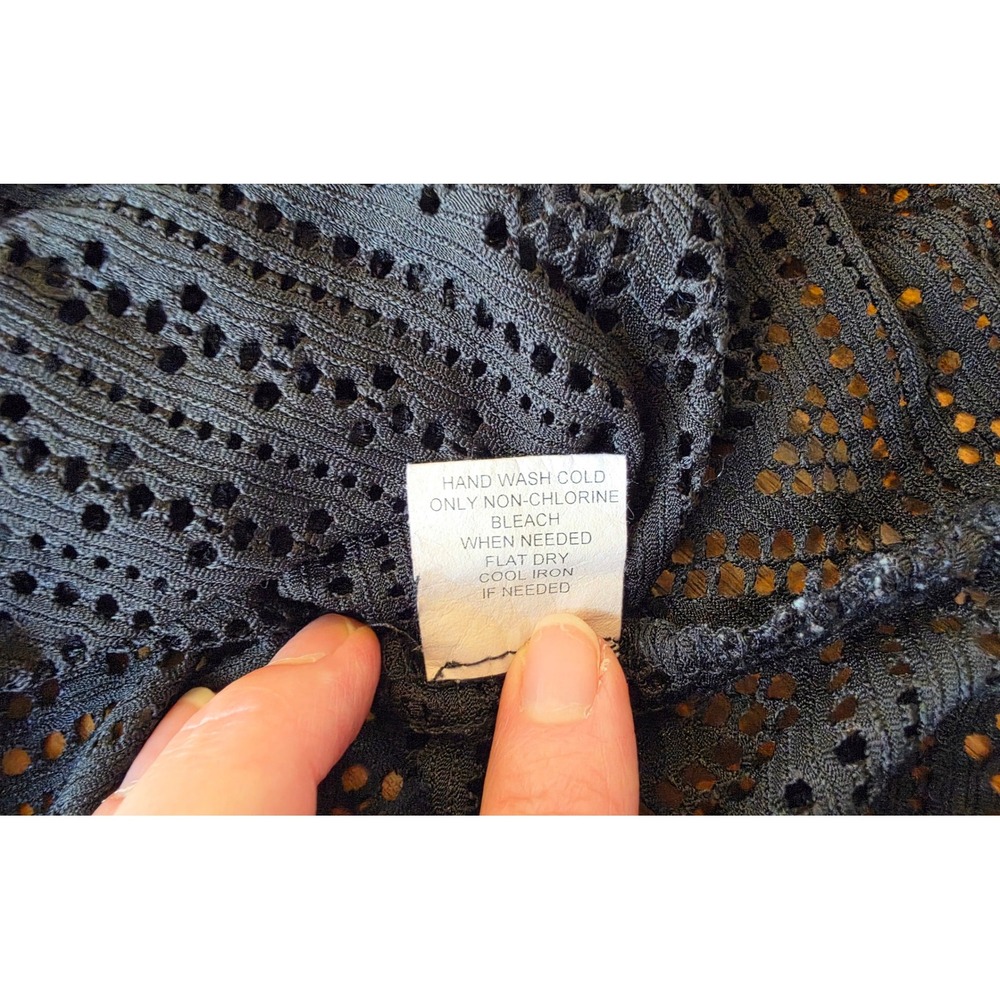 Black Crochet Lace Swim Cover Up Tunic OS Resort Vacation Ren Faire Whimsigoth - Picture 5 of 8